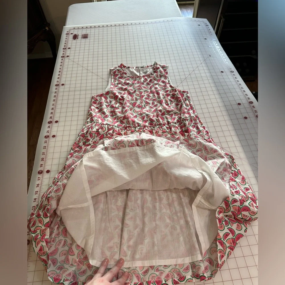 J.Crew size 4 white and pink watermelon summer pattern flowy dress